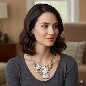 Gold and Silver Textured Necklace